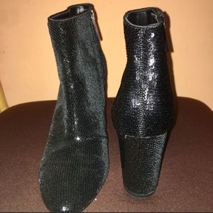 Betsey Johnson Black Sequined Ankle boot